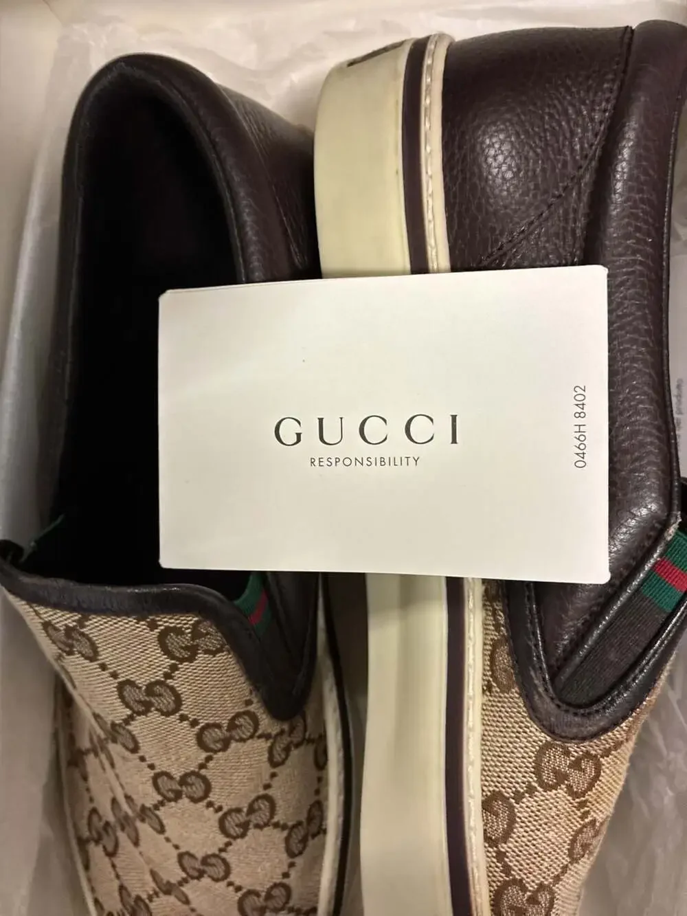 Gucci GG Supreme Canvas Slip-On Sneakers with Leather Trim